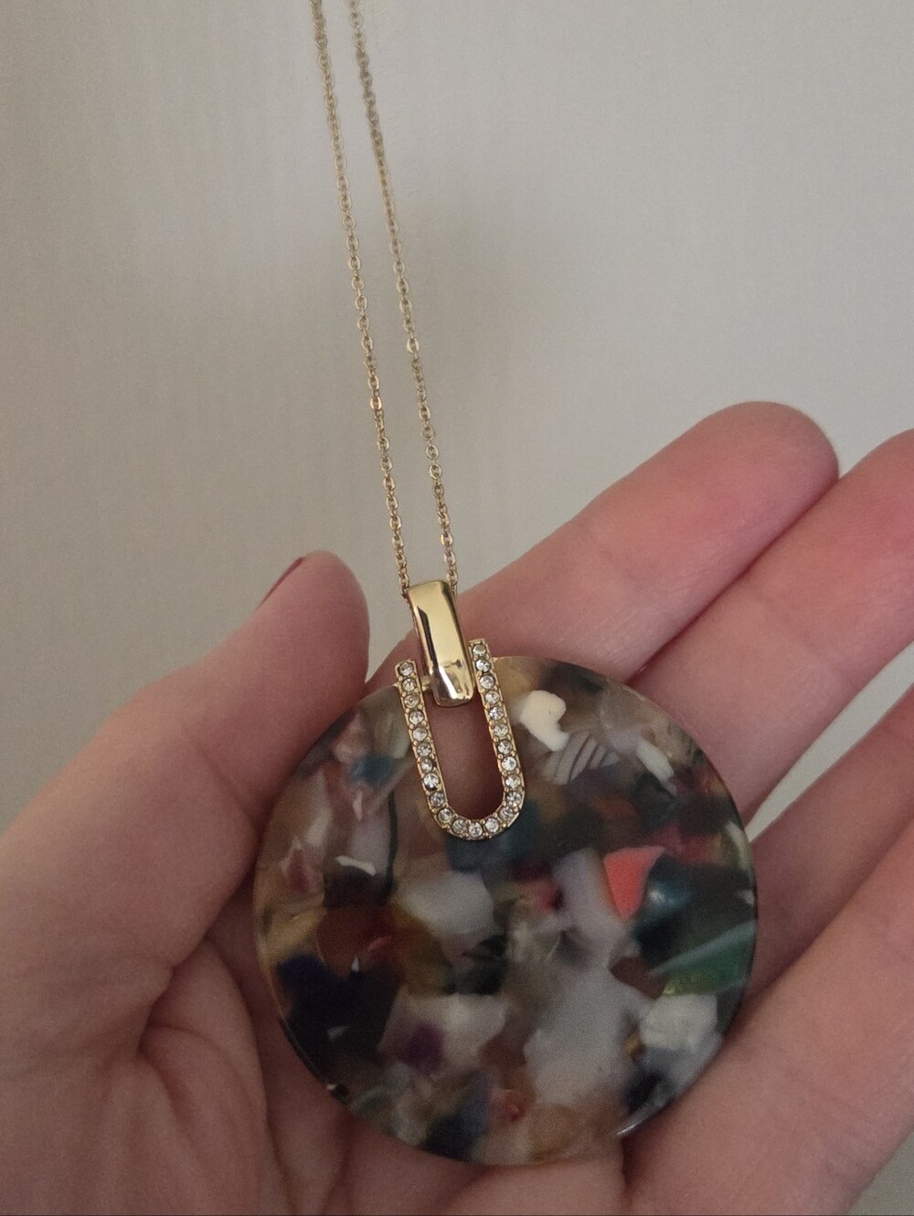 Loft Gold-Tone Multicolor Resin Disc Pendant Necklace